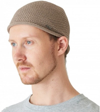 Skullies & Beanies Mens Skull Cap Knit - Kufi Hat Japanese Fashion All Season Muslim Prayer Hat - Beige - CE12CMELJP3 $18.31