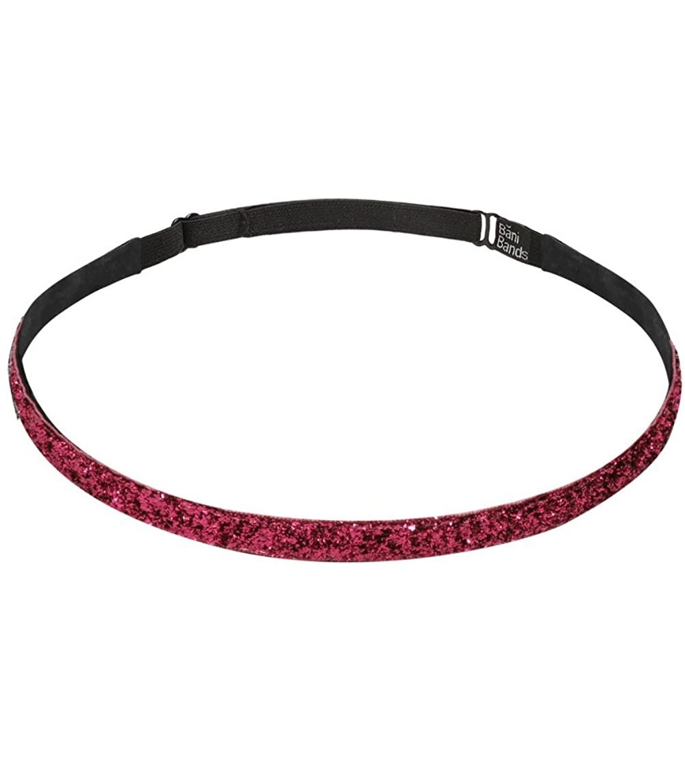 Headbands Women's Glitter Skinny Adjustable Headband with Non-Slip Lining - Glitter-hot Pink - CY11DFHBCIV $9.10