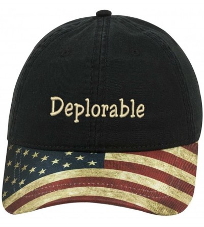 Baseball Caps DEPLORABLE AMERICAN Trump Unisex snap backs cap for Mens or Womens - Black With American Flag - CE18LH2TONE $41.56