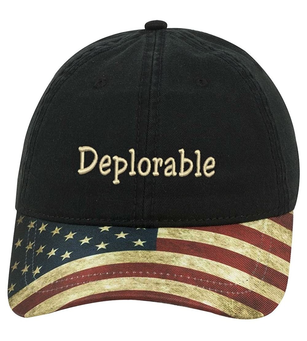 Baseball Caps DEPLORABLE AMERICAN Trump Unisex snap backs cap for Mens or Womens - Black With American Flag - CE18LH2TONE $21.24