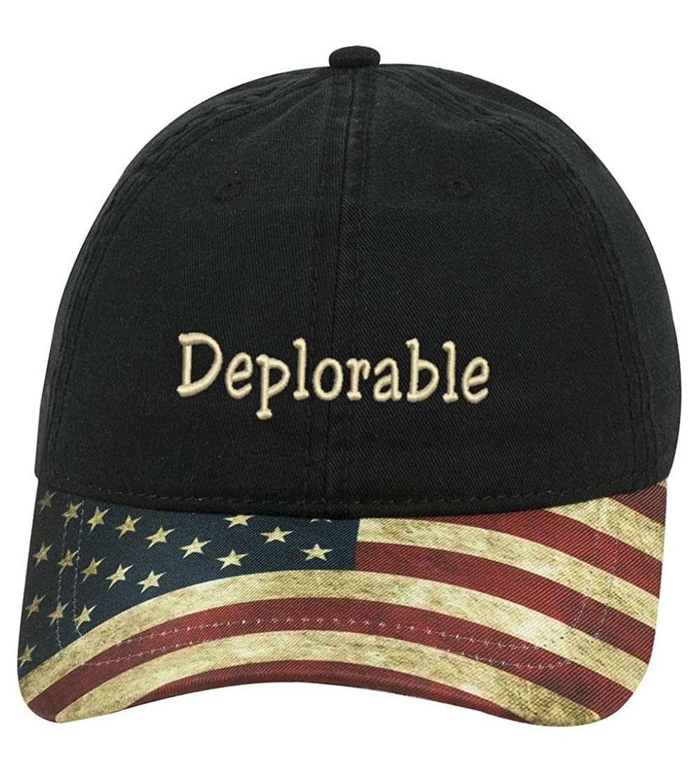 Baseball Caps DEPLORABLE AMERICAN Trump Unisex snap backs cap for Mens or Womens - Black With American Flag - CE18LH2TONE $21.24