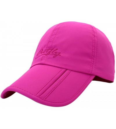 Baseball Caps Men and Women Outdoor Rain Sun Waterproof Quick-Drying Long Brim Collapsible Portable Hat - Rose Red - CH18GG97...