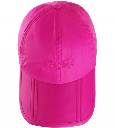 Baseball Caps Men and Women Outdoor Rain Sun Waterproof Quick-Drying Long Brim Collapsible Portable Hat - Rose Red - CH18GG97...