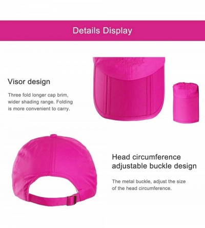 Baseball Caps Men and Women Outdoor Rain Sun Waterproof Quick-Drying Long Brim Collapsible Portable Hat - Rose Red - CH18GG97...