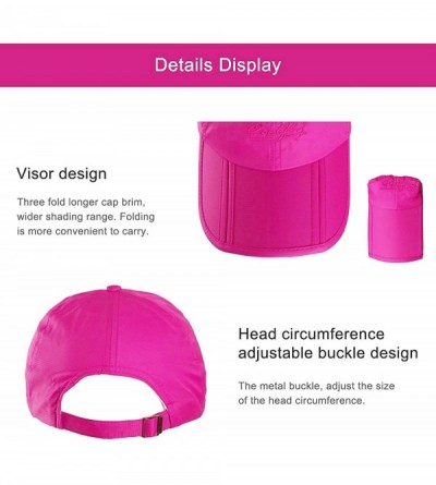 Baseball Caps Men and Women Outdoor Rain Sun Waterproof Quick-Drying Long Brim Collapsible Portable Hat - Rose Red - CH18GG97...