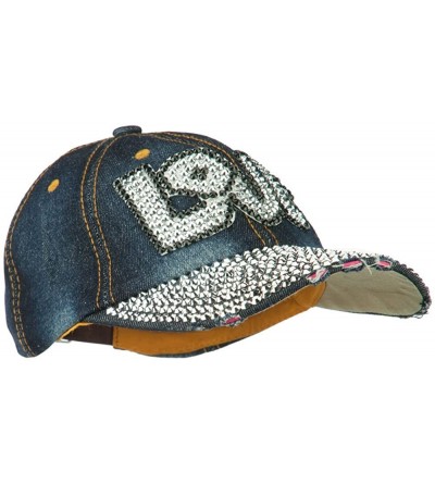 Baseball Caps Love Rhinestone Jeweled Baseball Cap - Dk Denim - CX11VLHL3WR $31.99