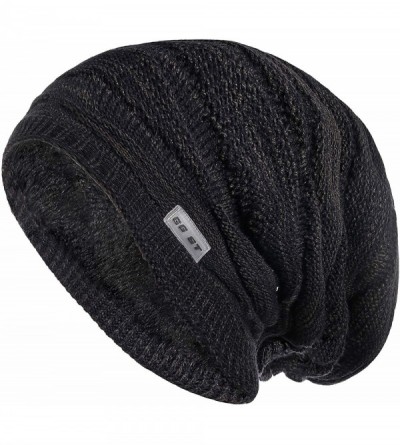 Skullies & Beanies Winter Knit Hat Men & Women Beanie Fleece Lining Skully Cap Warm Ski Slouchy Hats - Navy - CG18HOQRUKT $30.64