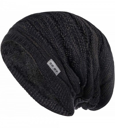 Skullies & Beanies Winter Knit Hat Men & Women Beanie Fleece Lining Skully Cap Warm Ski Slouchy Hats - Navy - CG18HOQRUKT $14.79