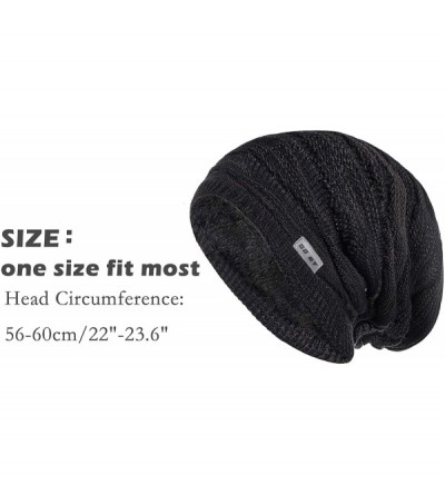 Skullies & Beanies Winter Knit Hat Men & Women Beanie Fleece Lining Skully Cap Warm Ski Slouchy Hats - Navy - CG18HOQRUKT $14.79