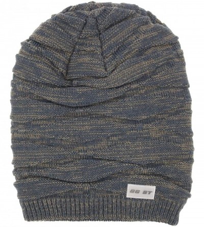 Skullies & Beanies Winter Knit Hat Men & Women Beanie Fleece Lining Skully Cap Warm Ski Slouchy Hats - Navy - CG18HOQRUKT $14.79