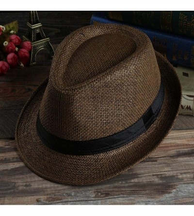 Sun Hats Unisex Summer Round Shape Sunscreen Patchwork Beach Hat Sun Hats - Coffee - CW18RDXXHZY $27.49