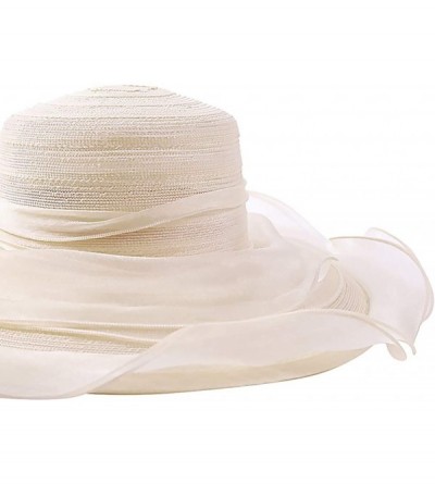 Sun Hats Kentucky Derby Hat Women Church Hat for Wedding Tea Party - Beige - C818NLT4RSM $22.60