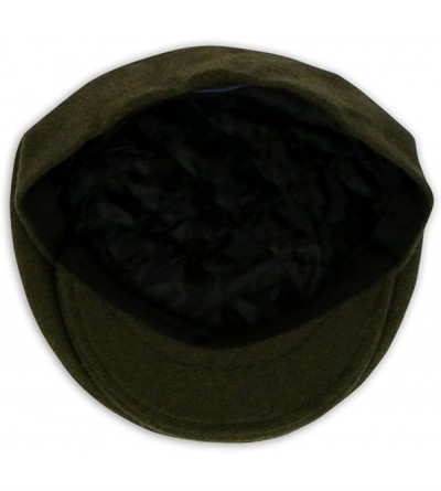 Newsboy Caps Mens Womens Wool Winter Flat Cap Italian Designer Hat (CT514) - Olive Green - C012HMTH28V $21.04