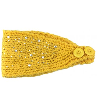 Skullies & Beanies Women Fashion Crochet Rhinestone Headband Knitted Hat Cap Headwrap Band - Yellow - CY187INQTX2 $11.11