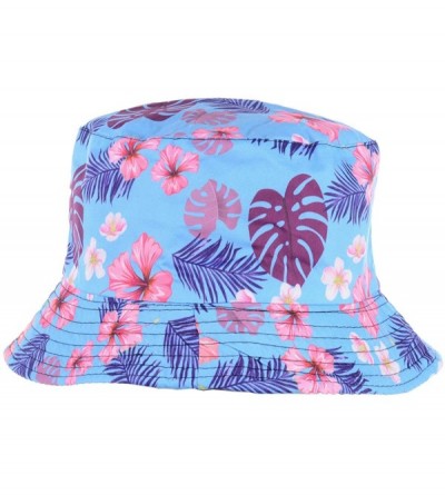 Bucket Hats Packable Reversible Black Printed Fisherman Bucket Sun Hat- Many Patterns - Vintage Cherry Blossom Blue - CD18D5H...