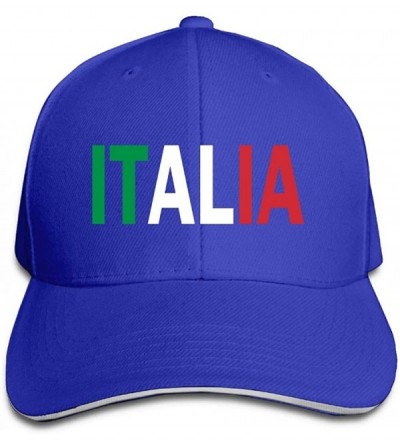 Skullies & Beanies Italia Outdoor Snapback Sandwich Duck Tongue Cap Adjustable Baseball Hat Plain Cap for Men Women - Royalbl...