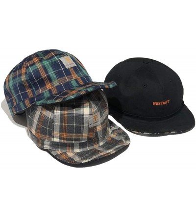 Baseball Caps Casual Plaid Classic Reversible Vintage Short Brim Baseball Cap Cotton Trucker Hat - Gd08-blue - C2192A3NESO $1...