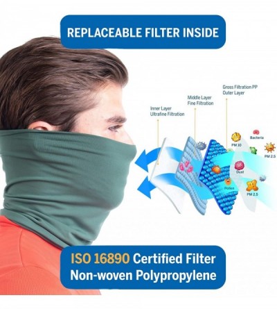 Balaclavas Face Mask Reusable with Filter - Anti Pollution Neck Gaiter - Face Cover - Forest Green - CV198XQY5DQ $19.41