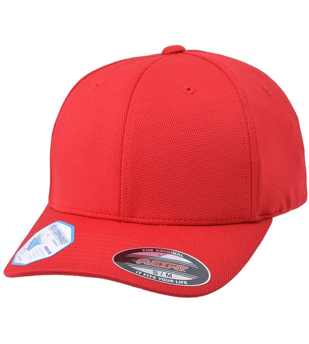 Baseball Caps Flexfit Cool and Dry Sport Baseball Fitted Cap - Red - C411LP995QH $12.33