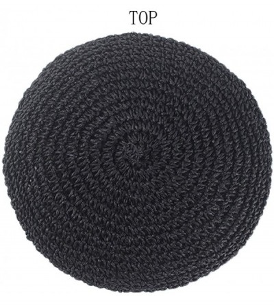 Berets Straw Beret Summer French Beret Hats for Women Artist Crochet Beret - Black - CK18SZ7SHWX $13.65