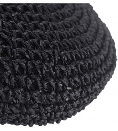 Berets Straw Beret Summer French Beret Hats for Women Artist Crochet Beret - Black - CK18SZ7SHWX $13.65