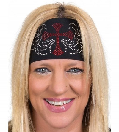 Headbands Head Wrap - Womens Wide Headbands - Biker Chick Headwear - Cross (6 Colors) - Red - CL11IMVAI6B $32.97