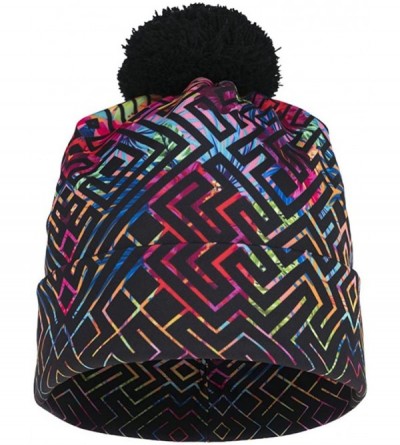 Skullies & Beanies Unisex 3D Print Skullies & Beanies with Pompon - Labyrinth - CE12N85YBM1 $18.36