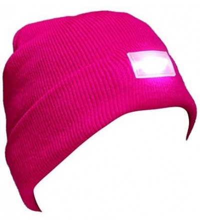 Skullies & Beanies 5 LED Knit Flash Light Beanie Hat Cap for Night Fishing Camping Handyman Working - Rose - CI12O9TYXTO $7.78
