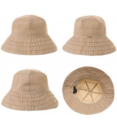 Bucket Hats Womens UPF50+ Summer Sunhat Bucket Packable Wide Brim Hats w/Chin Cord - 00047_khaki Beige - C818U65U8XH $14.28