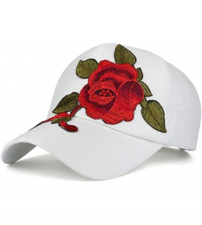 Skullies & Beanies Unisex Baseball Cap with Flower Embroidery Adjustable Leisure Casual Snapback Hat - White - CQ1825NCA2Z $1...