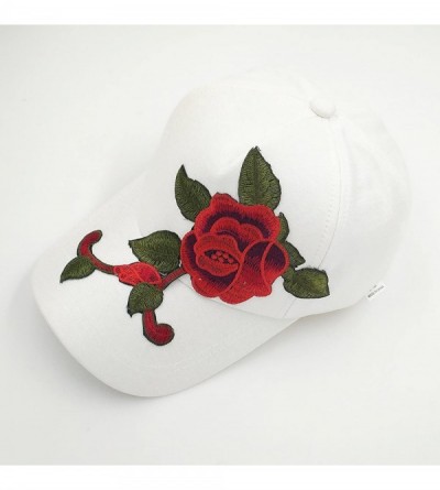 Skullies & Beanies Unisex Baseball Cap with Flower Embroidery Adjustable Leisure Casual Snapback Hat - White - CQ1825NCA2Z $1...