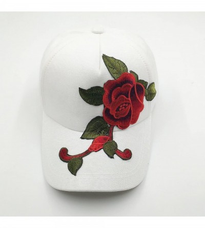 Skullies & Beanies Unisex Baseball Cap with Flower Embroidery Adjustable Leisure Casual Snapback Hat - White - CQ1825NCA2Z $1...