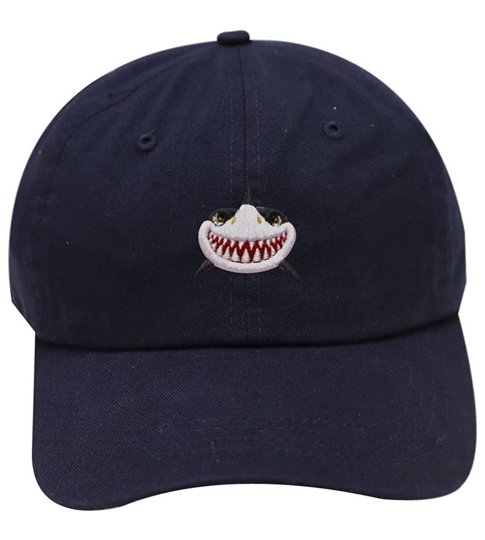 Baseball Caps Shark Face Cotton Baseball Dad Caps - Hunter Green - C417YEW9R9H $15.15