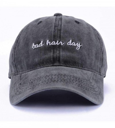 Baseball Caps Bad Hair Day Baseball - Distressted Washed Dad Hat- with Adjustable Strapback - Black - CZ18IIT5ZID $11.04