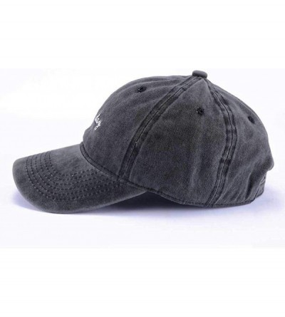 Baseball Caps Bad Hair Day Baseball - Distressted Washed Dad Hat- with Adjustable Strapback - Black - CZ18IIT5ZID $11.04