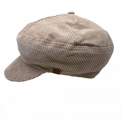 Newsboy Caps Newsboy Cap Thick Corduroy 6 Panel Cabbie - Tan - CO18LMAGLOD $16.77