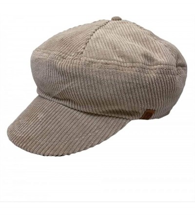 Newsboy Caps Newsboy Cap Thick Corduroy 6 Panel Cabbie - Tan - CO18LMAGLOD $16.77