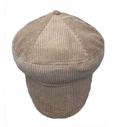 Newsboy Caps Newsboy Cap Thick Corduroy 6 Panel Cabbie - Tan - CO18LMAGLOD $16.77