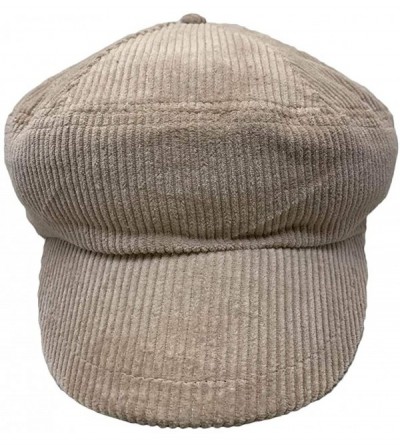 Newsboy Caps Newsboy Cap Thick Corduroy 6 Panel Cabbie - Tan - CO18LMAGLOD $16.77