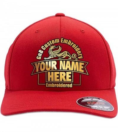 Baseball Caps 2 Side Embroidery. Front and Back. Place Your own Text. 6477 Flexfit Wool Blend Cap - Red - CS180I685L7 $27.10
