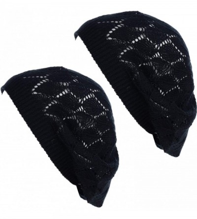 Berets Womens Lightweight Cut Out Knit Beanie Beret Cap Crochet Hat - Many Styles - 2681bkbk - CD12LCQ520P $13.77