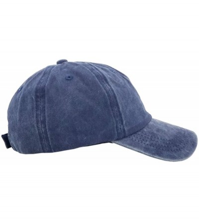 Baseball Caps Ponytail Baseball Hat Distressed Retro Washed Cotton Twill - Black+denim Blue - C718NMS3K97 $14.98