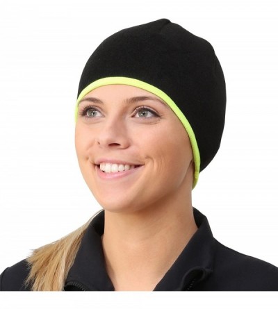 Skullies & Beanies Women's Ponytail Hat - Runner's Beanie - Black / Hi-vis - CX11BWCLEKH $24.60