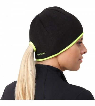 Skullies & Beanies Women's Ponytail Hat - Runner's Beanie - Black / Hi-vis - CX11BWCLEKH $24.60