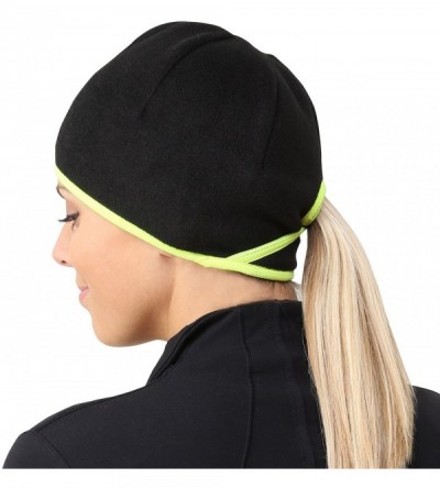 Skullies & Beanies Women's Ponytail Hat - Runner's Beanie - Black / Hi-vis - CX11BWCLEKH $24.60