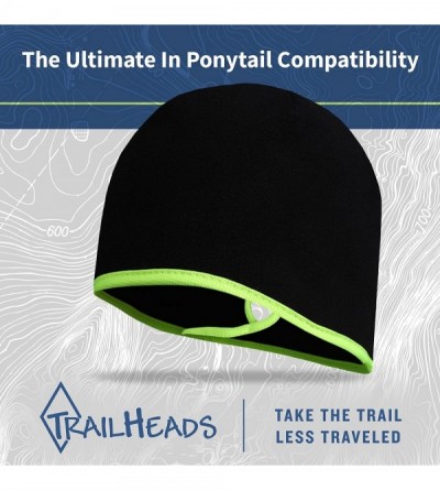 Skullies & Beanies Women's Ponytail Hat - Runner's Beanie - Black / Hi-vis - CX11BWCLEKH $24.60