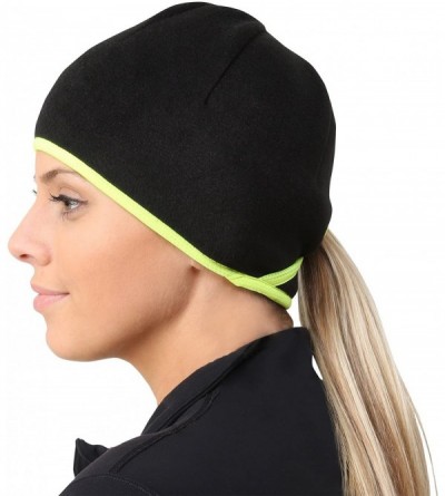 Skullies & Beanies Women's Ponytail Hat - Runner's Beanie - Black / Hi-vis - CX11BWCLEKH $24.60