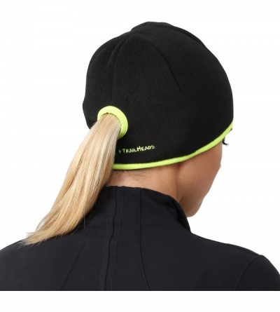 Skullies & Beanies Women's Ponytail Hat - Runner's Beanie - Black / Hi-vis - CX11BWCLEKH $24.60