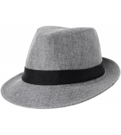 Fedoras Summer Straw Fedora Hat Patchwork Pastel Color AC6647 - Grey - CU18035A0GI $37.32