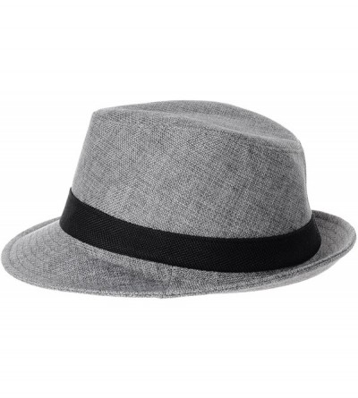 Fedoras Summer Straw Fedora Hat Patchwork Pastel Color AC6647 - Grey - CU18035A0GI $37.32